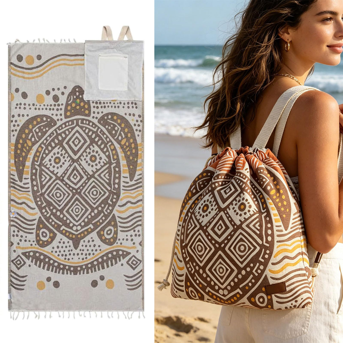 2-in-1 Beach Towel Backpack – Single Towel Bag