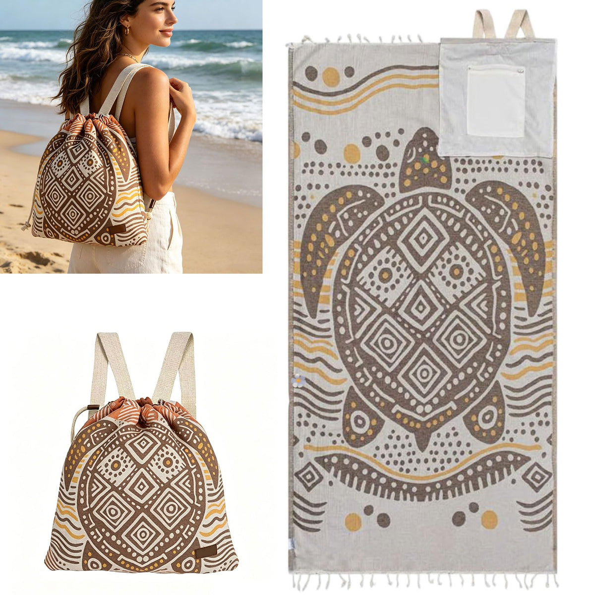 2-in-1 Beach Towel Backpack – Single Towel Bag