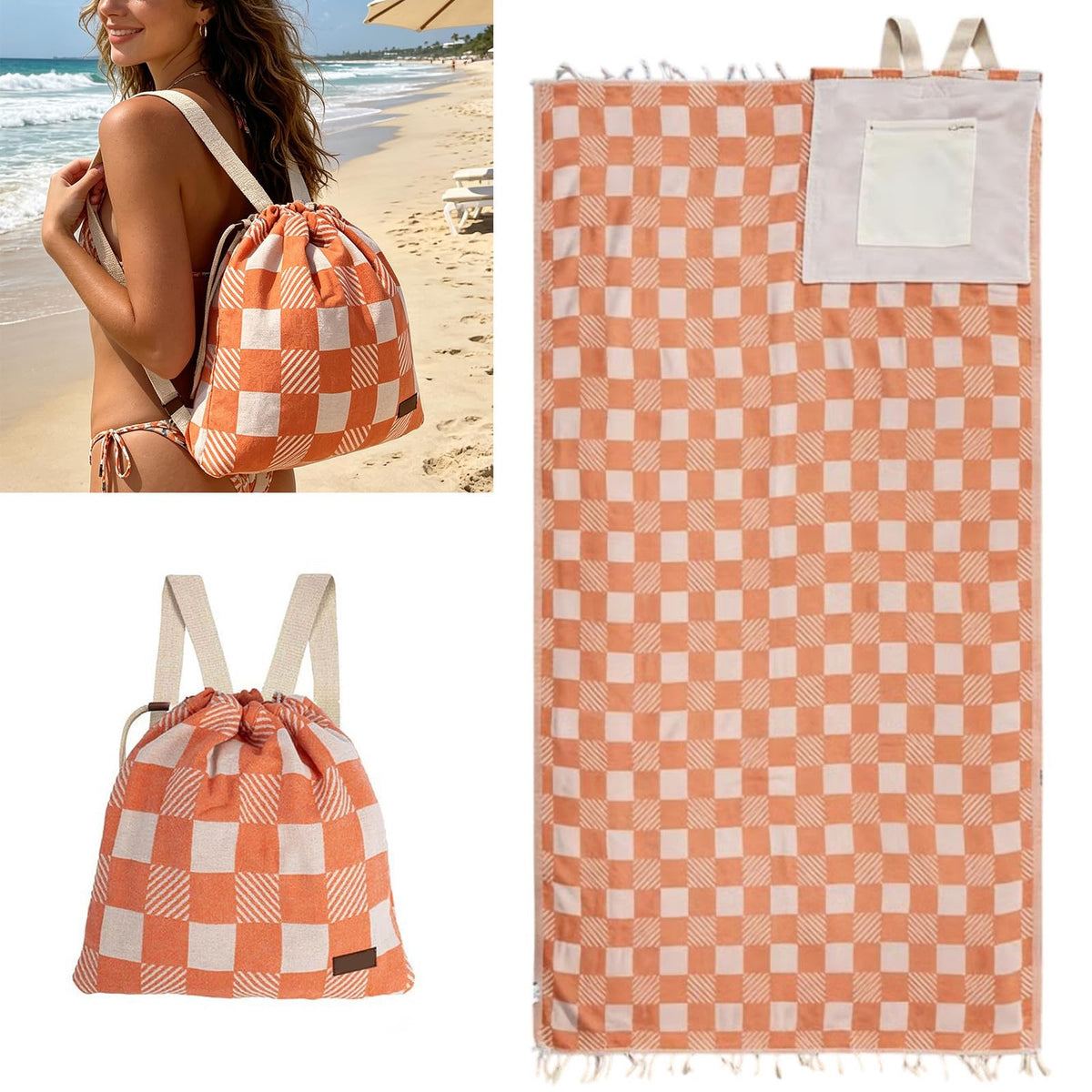 2-in-1 Beach Towel Backpack – Single Towel Bag