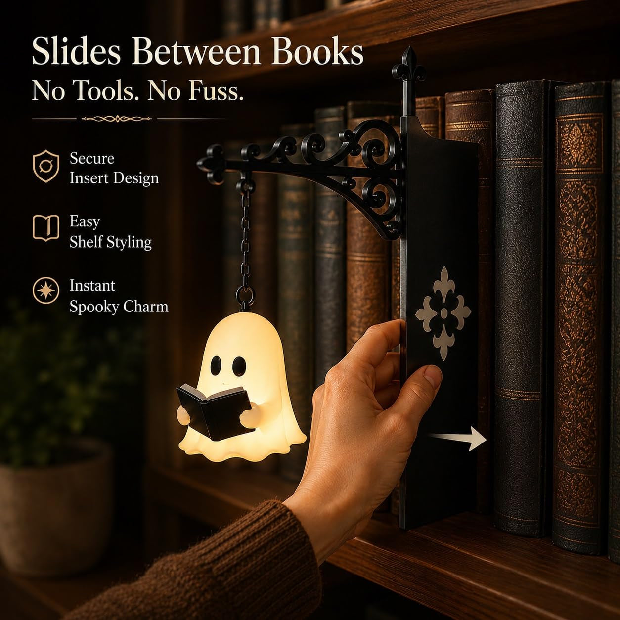 Library Lantern-Decorative Bookshelf Lighting, Miniature Hanging Shelf Lamp, Warm LED Nightlight, Reading Nook Literary Decor,Halloween decorations