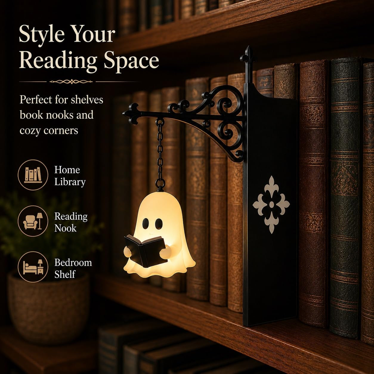 Library Lantern-Decorative Bookshelf Lighting, Miniature Hanging Shelf Lamp, Warm LED Nightlight, Reading Nook Literary Decor,Halloween decorations