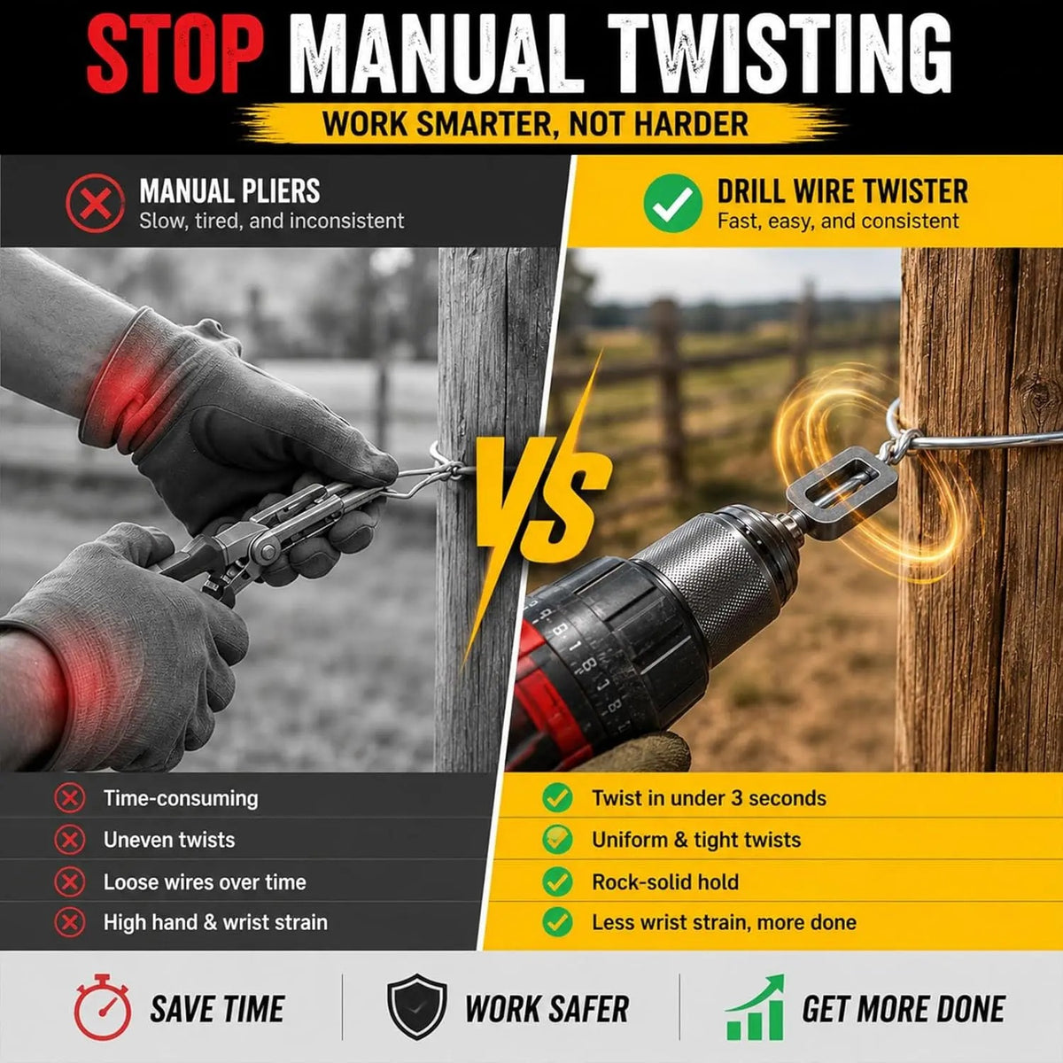 Heavy-Duty Wire Twister Tool – Multifunctional Wire Knotter with Twist Sleeve for Fast Bundling & Greenhouse Assembly