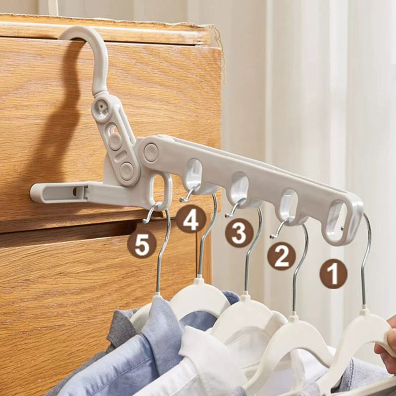 🧥📦 Foldable clothes hanger – 5 hooks, space-saving, perfect for travel!