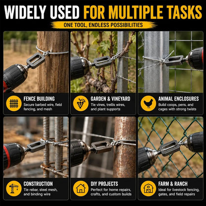 Heavy-Duty Wire Twister Tool – Multifunctional Wire Knotter with Twist Sleeve for Fast Bundling & Greenhouse Assembly