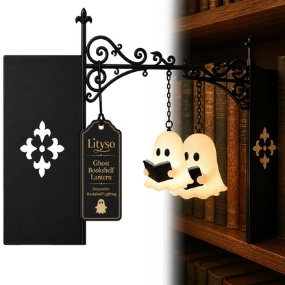 Library Lantern-Decorative Bookshelf Lighting, Miniature Hanging Shelf Lamp, Warm LED Nightlight, Reading Nook Literary Decor,Halloween decorations