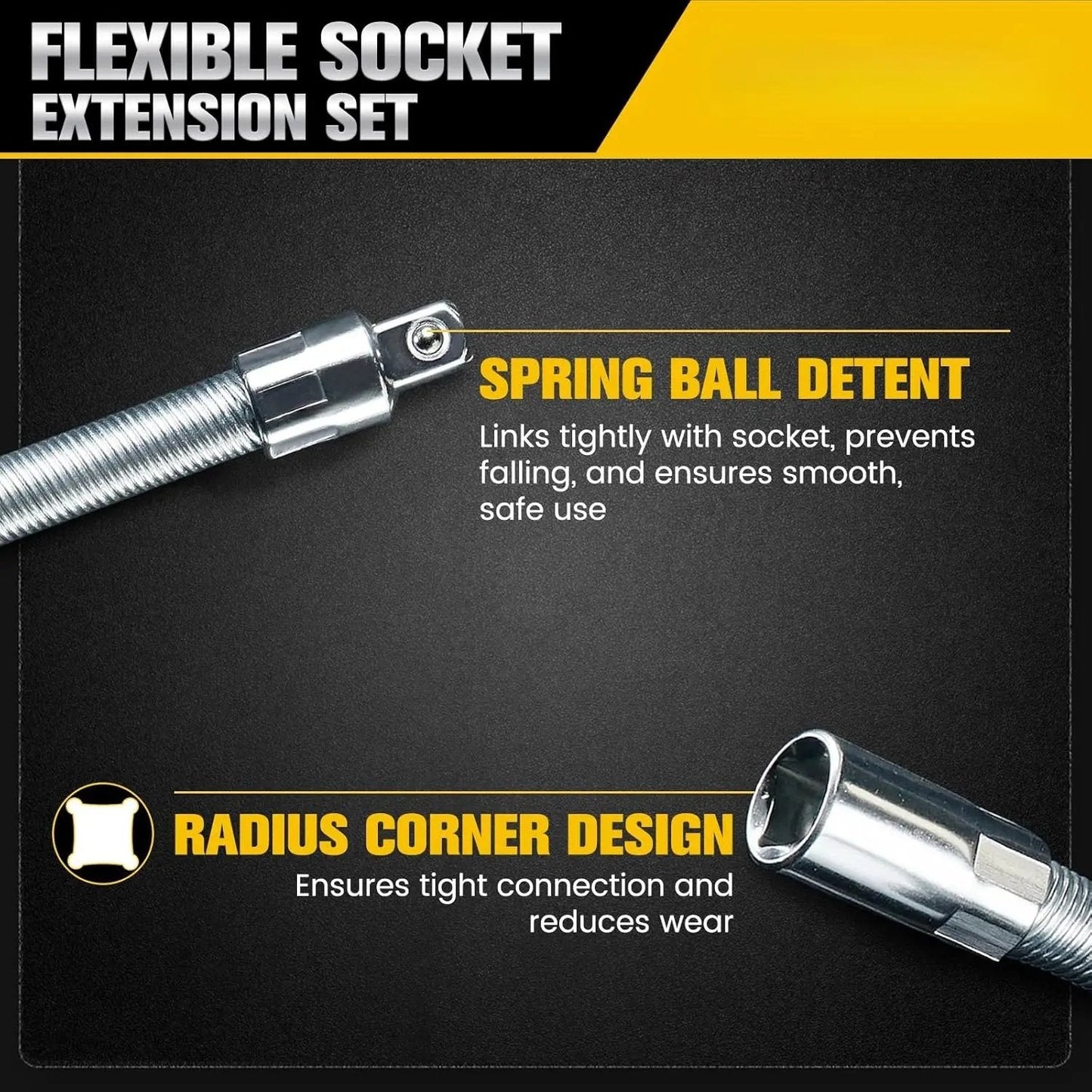 🔧 Flexible Socket Extension Rod Set  | Reaches All Hidden Bolts For Car & Home Repairs