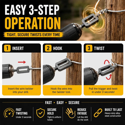Heavy-Duty Wire Twister Tool – Multifunctional Wire Knotter with Twist Sleeve for Fast Bundling & Greenhouse Assembly