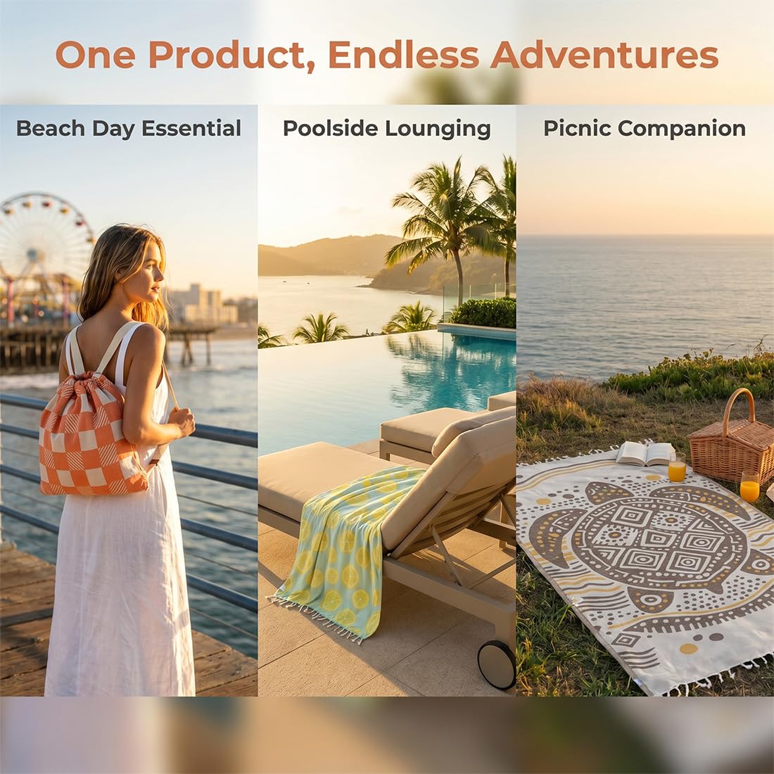 2-in-1 Beach Towel Backpack – Single Towel Bag