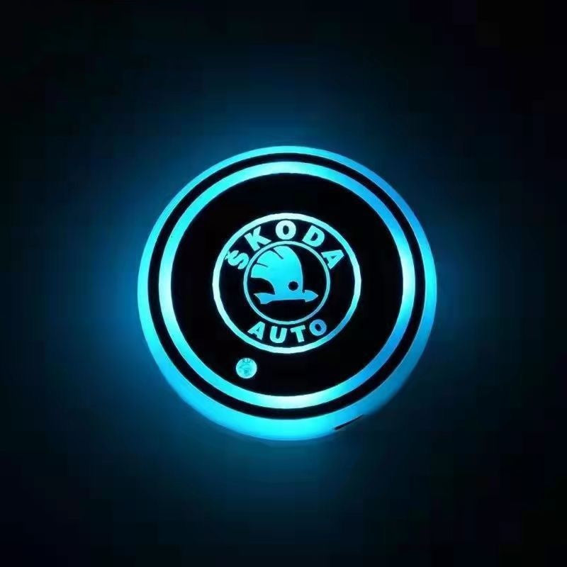 RGB LED Car Cup Coasters – 7-Color USB Rechargeable Car Cup Holder Lights