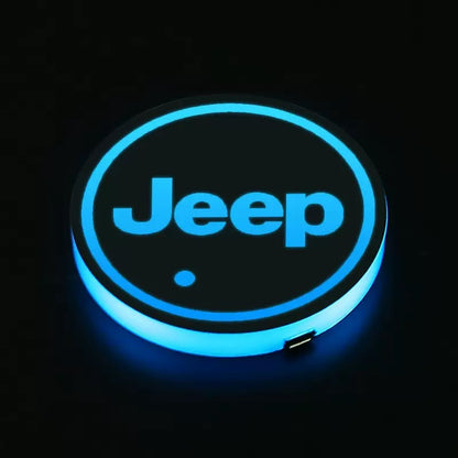 RGB LED Car Cup Coasters – 7-Color USB Rechargeable Car Cup Holder Lights