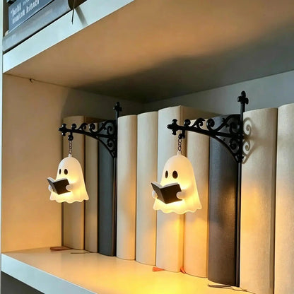 Library Lantern-Decorative Bookshelf Lighting, Miniature Hanging Shelf Lamp, Warm LED Nightlight, Reading Nook Literary Decor,Halloween decorations