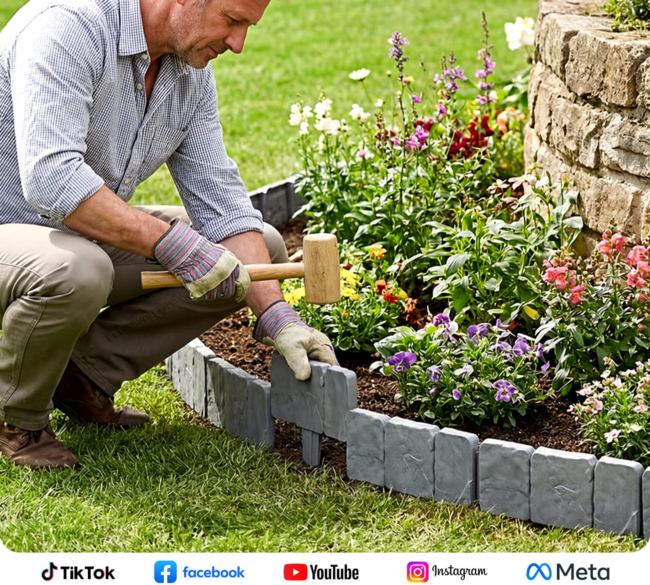 10-Piece Stone-Look Decorative Garden Edging Set