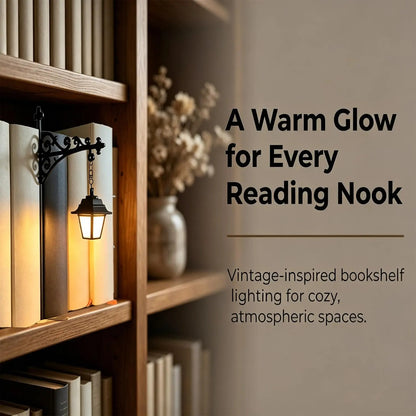 Library Lantern-Decorative Bookshelf Lighting, Miniature Hanging Shelf Lamp, Warm LED Nightlight, Reading Nook Literary Decor,Halloween decorations
