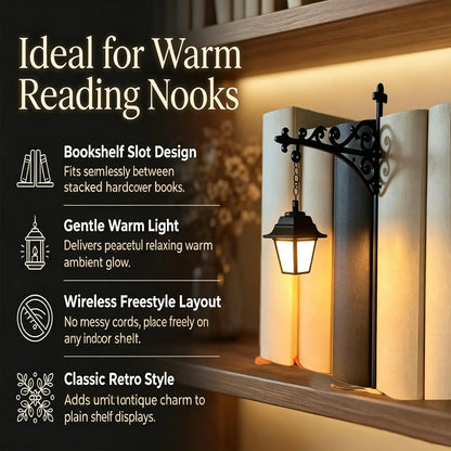 Library Lantern-Decorative Bookshelf Lighting, Miniature Hanging Shelf Lamp, Warm LED Nightlight, Reading Nook Literary Decor,Halloween decorations
