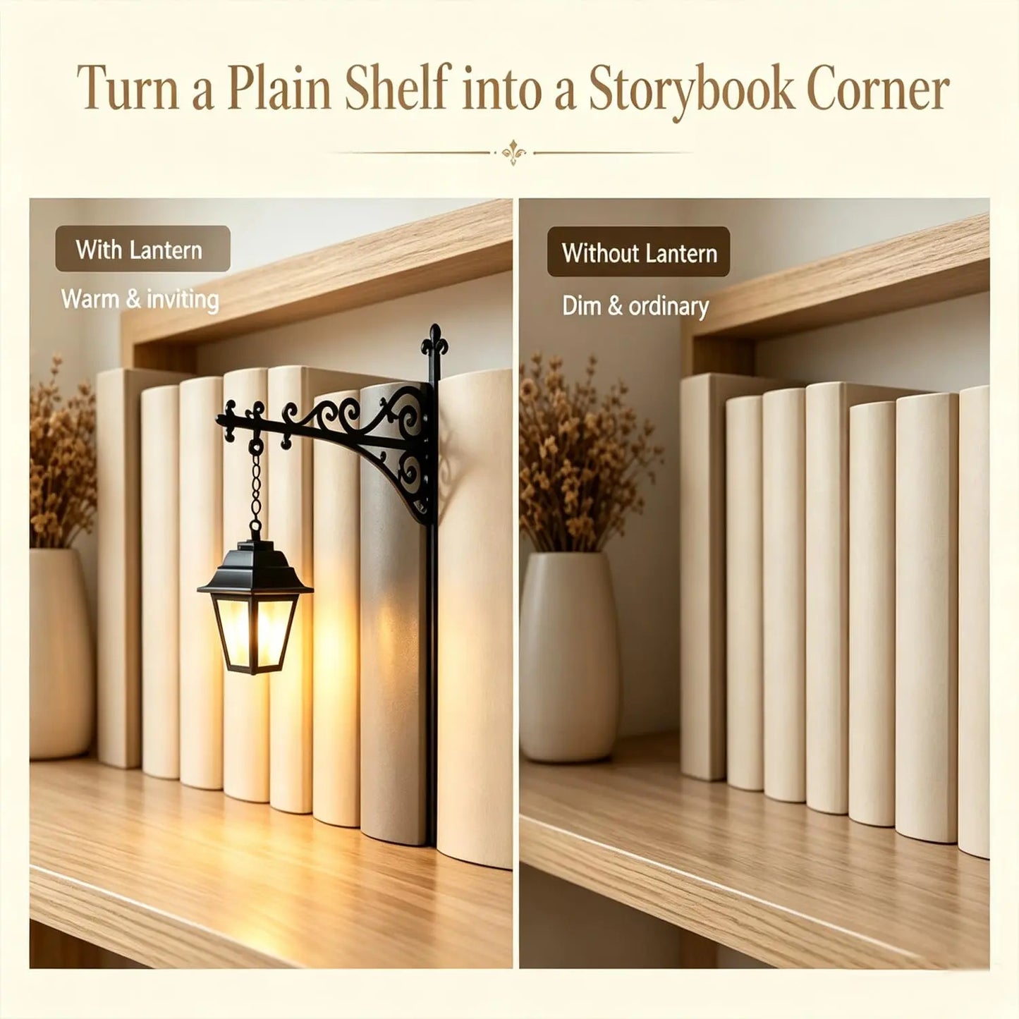 Library Lantern-Decorative Bookshelf Lighting, Miniature Hanging Shelf Lamp, Warm LED Nightlight, Reading Nook Literary Decor,Halloween decorations