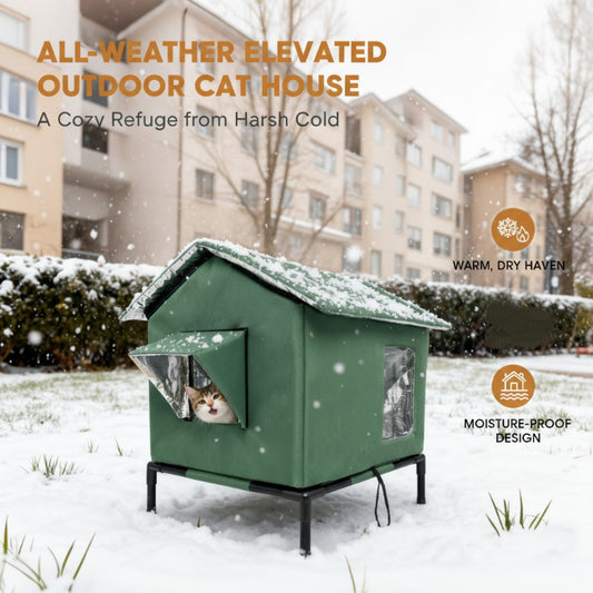 🐱 LIMITED-TIME 50% OFF! All-Weather Elevated Outdoor Cat House – Waterproof, Thermal Lining, Foldable✨