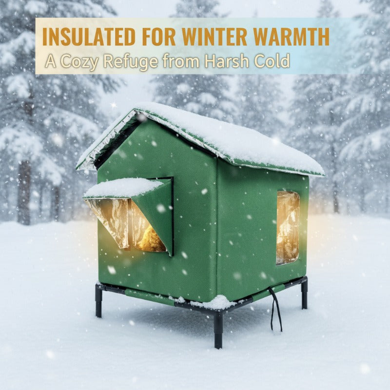 🐱 LIMITED-TIME 50% OFF! All-Weather Elevated Outdoor Cat House – Waterproof, Thermal Lining, Foldable✨