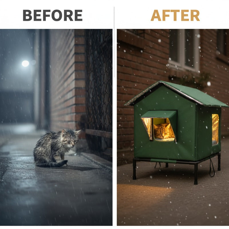 🐱 LIMITED-TIME 50% OFF! All-Weather Elevated Outdoor Cat House – Waterproof, Thermal Lining, Foldable✨