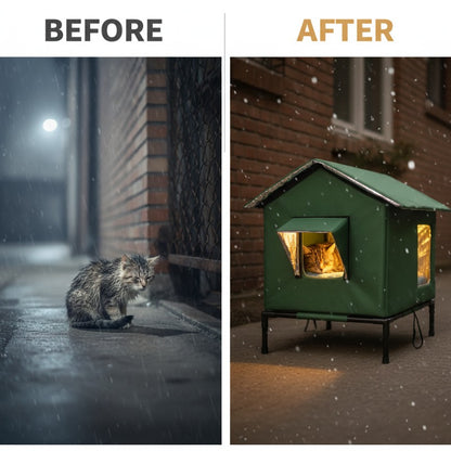 🐱 LIMITED-TIME 50% OFF! All-Weather Elevated Outdoor Cat House – Waterproof, Thermal Lining, Foldable✨
