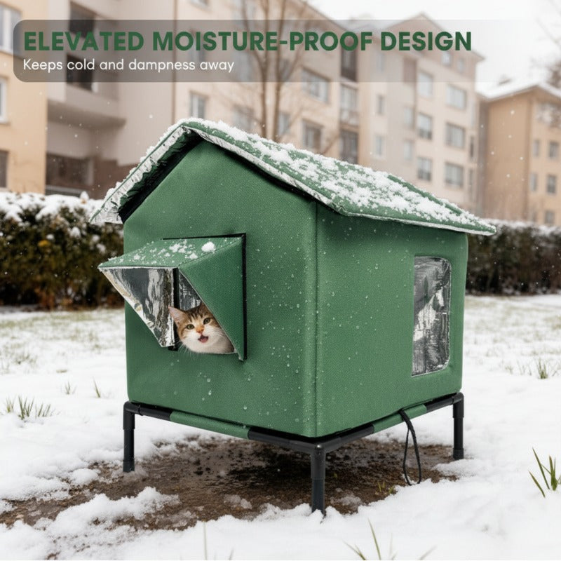🐱 LIMITED-TIME 50% OFF! All-Weather Elevated Outdoor Cat House – Waterproof, Thermal Lining, Foldable✨