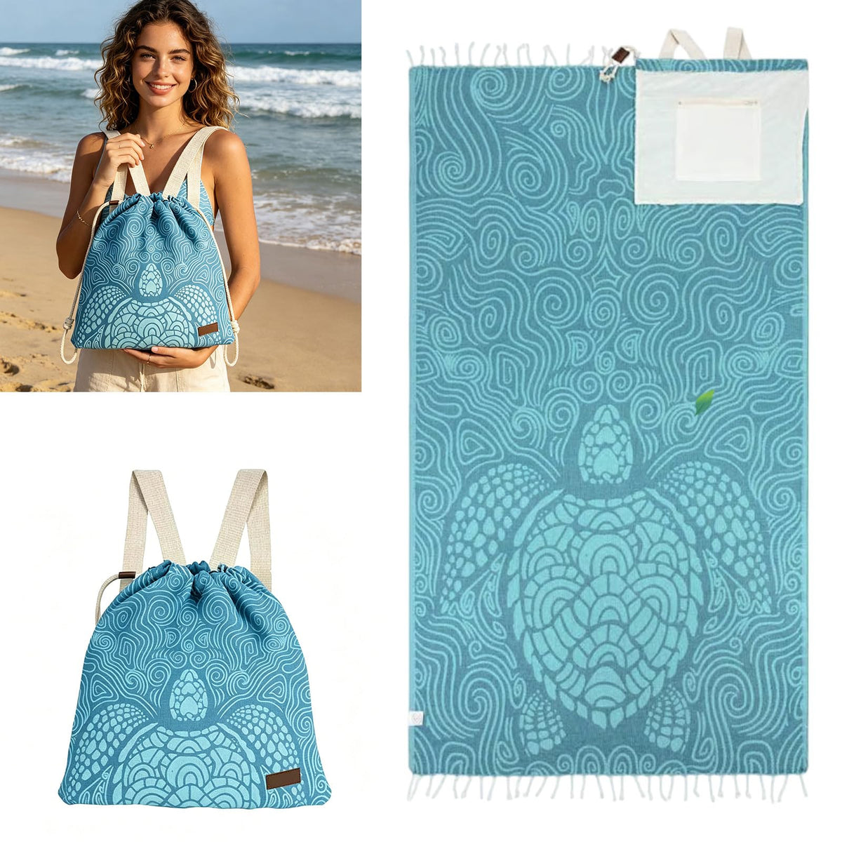 2-in-1 Beach Towel Backpack – Single Towel Bag