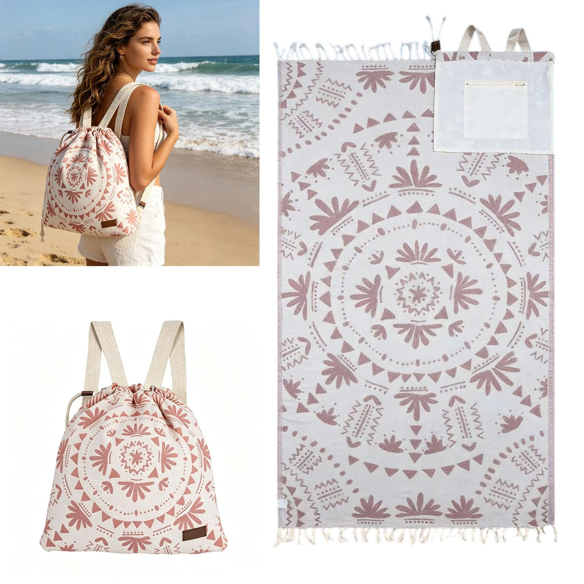 2-in-1 Beach Towel Backpack – Single Towel Bag