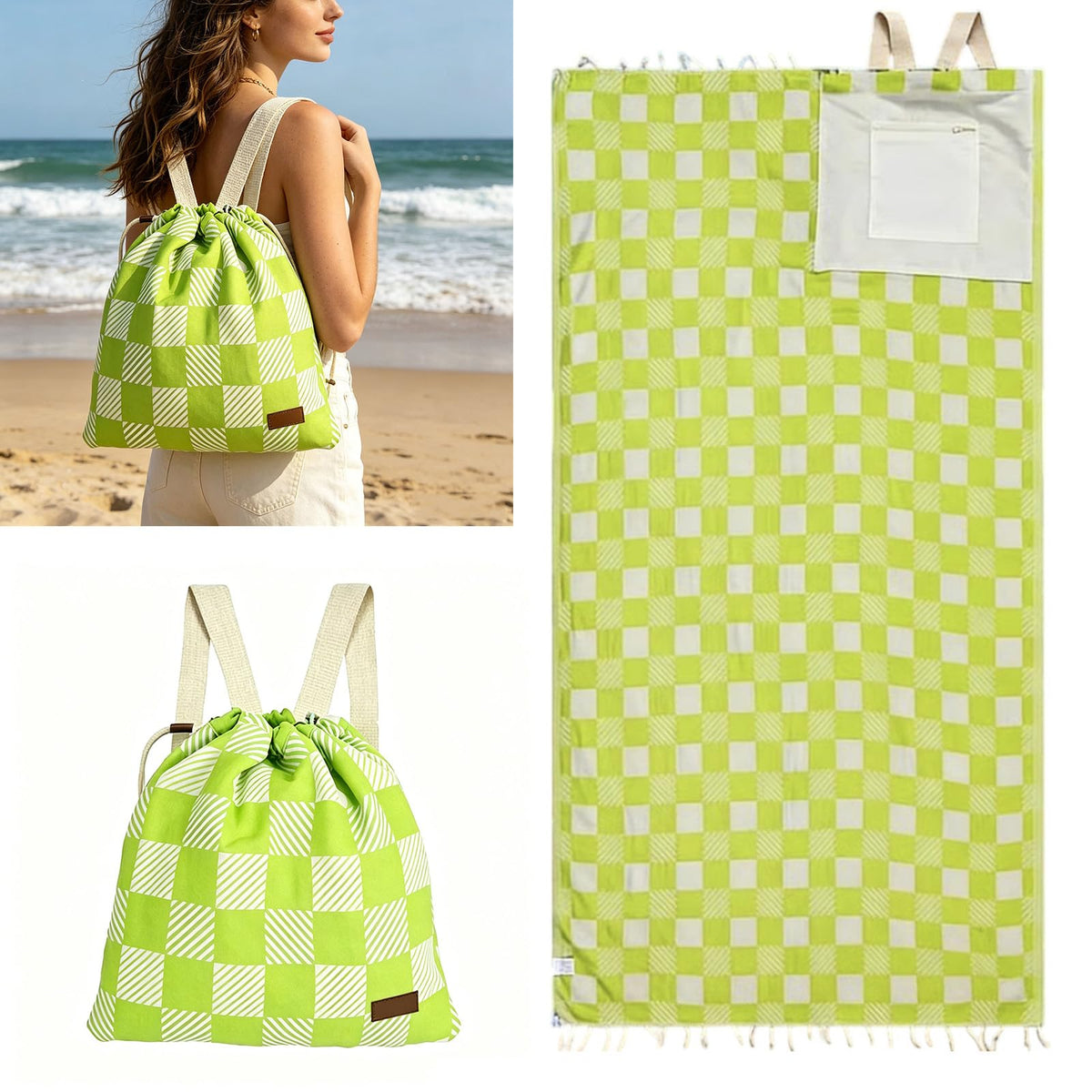 2-in-1 Beach Towel Backpack – Single Towel Bag