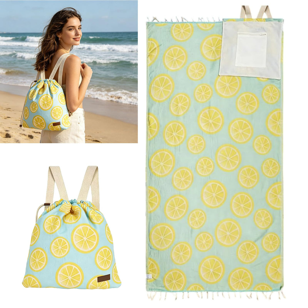 2-in-1 Beach Towel Backpack – Single Towel Bag