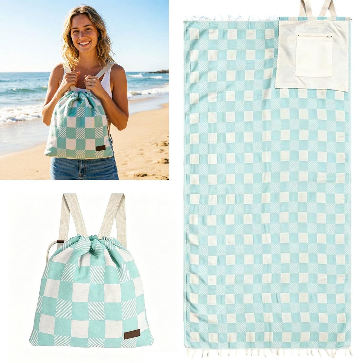 2-in-1 Beach Towel Backpack – Single Towel Bag