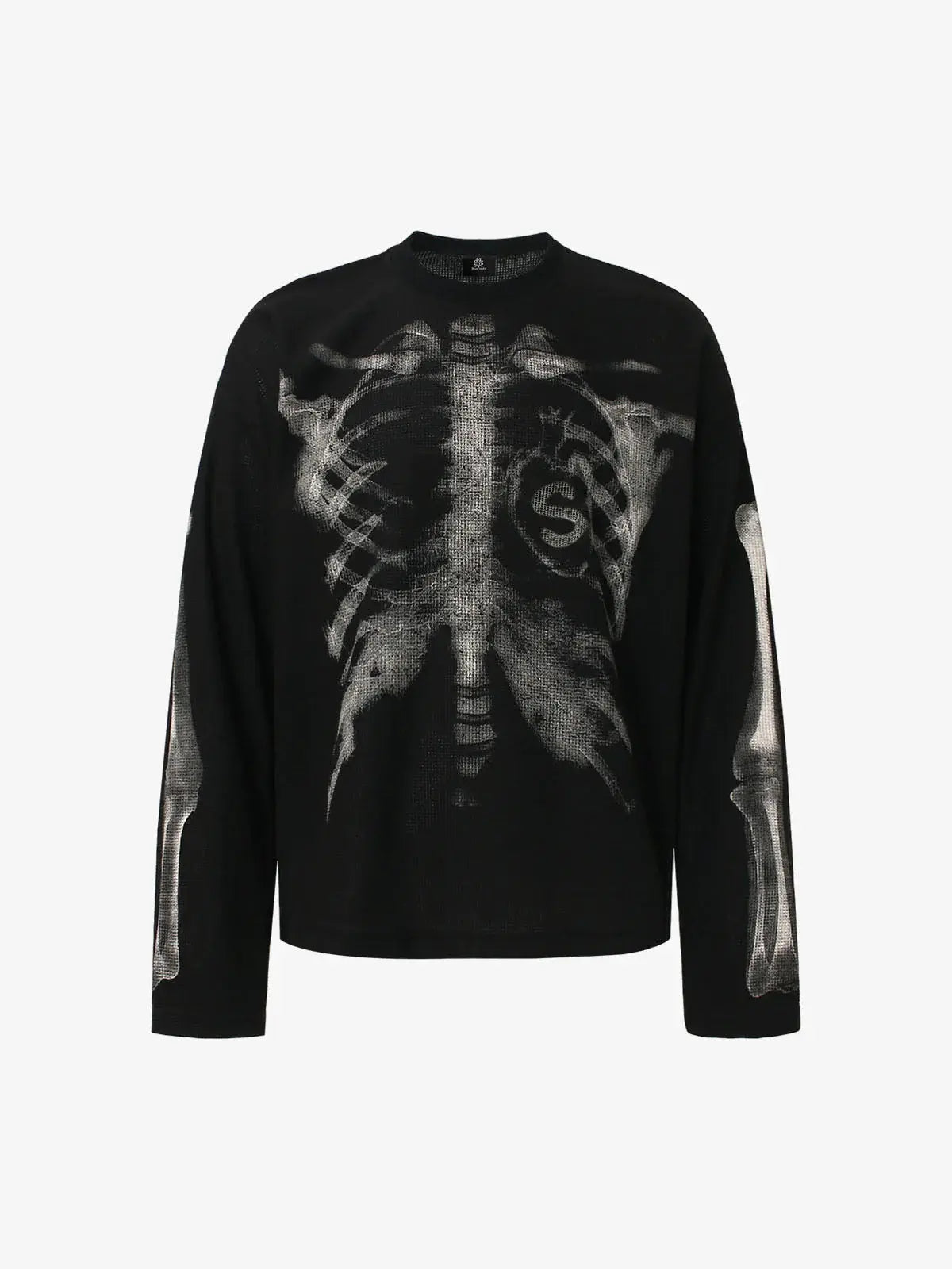Skeleton Graphic Waffle Sweatshirt – Spooky Halloween Vibes - 2495,back to school,back to school shopping
