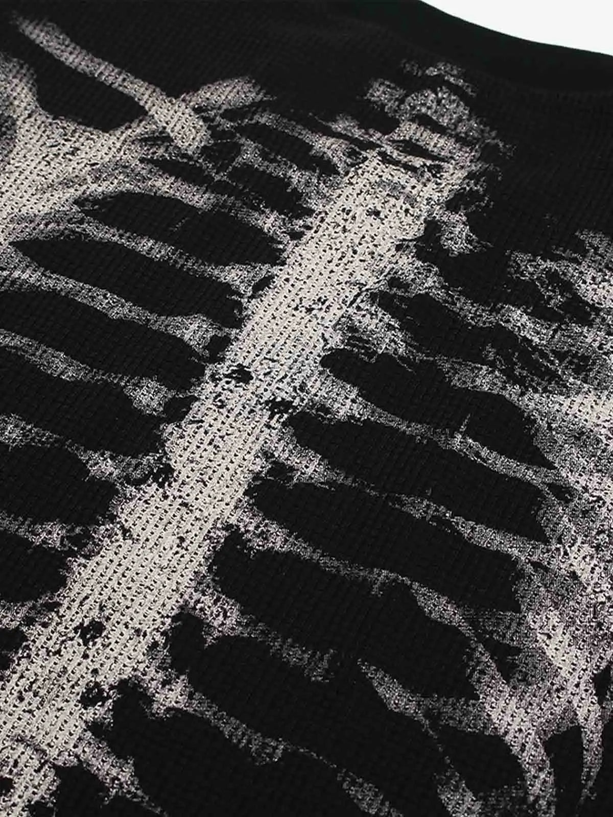 Skeleton Graphic Waffle Sweatshirt – Spooky Halloween Vibes - 2495,back to school,back to school shopping