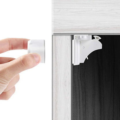 Baby Proofing Magnetic Cabinet Locks and Mom Tested Child Safety Latches includes Magnet Keys and 2 installation cradles designed for reuse on multiple locks