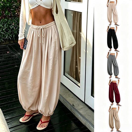 Women's Summer Bohemian Baggy H-Type Genie Pants - Casual, Lantern Bottom, Loose-Fitting Elastic Waist, Wide Leg, Machine Washable Boho Clothes for Women, Women's Clothes,back to school shopping