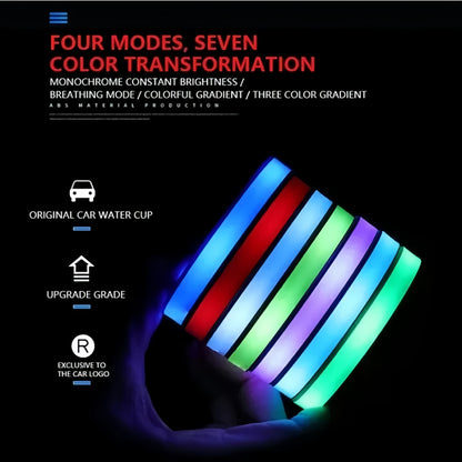 RGB LED Car Cup Coasters – 7-Color USB Rechargeable Car Cup Holder Lights