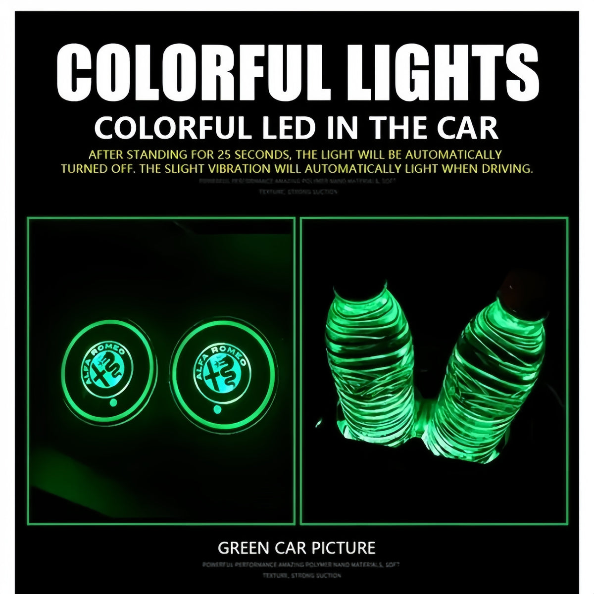 RGB LED Car Cup Coasters – 7-Color USB Rechargeable Car Cup Holder Lights